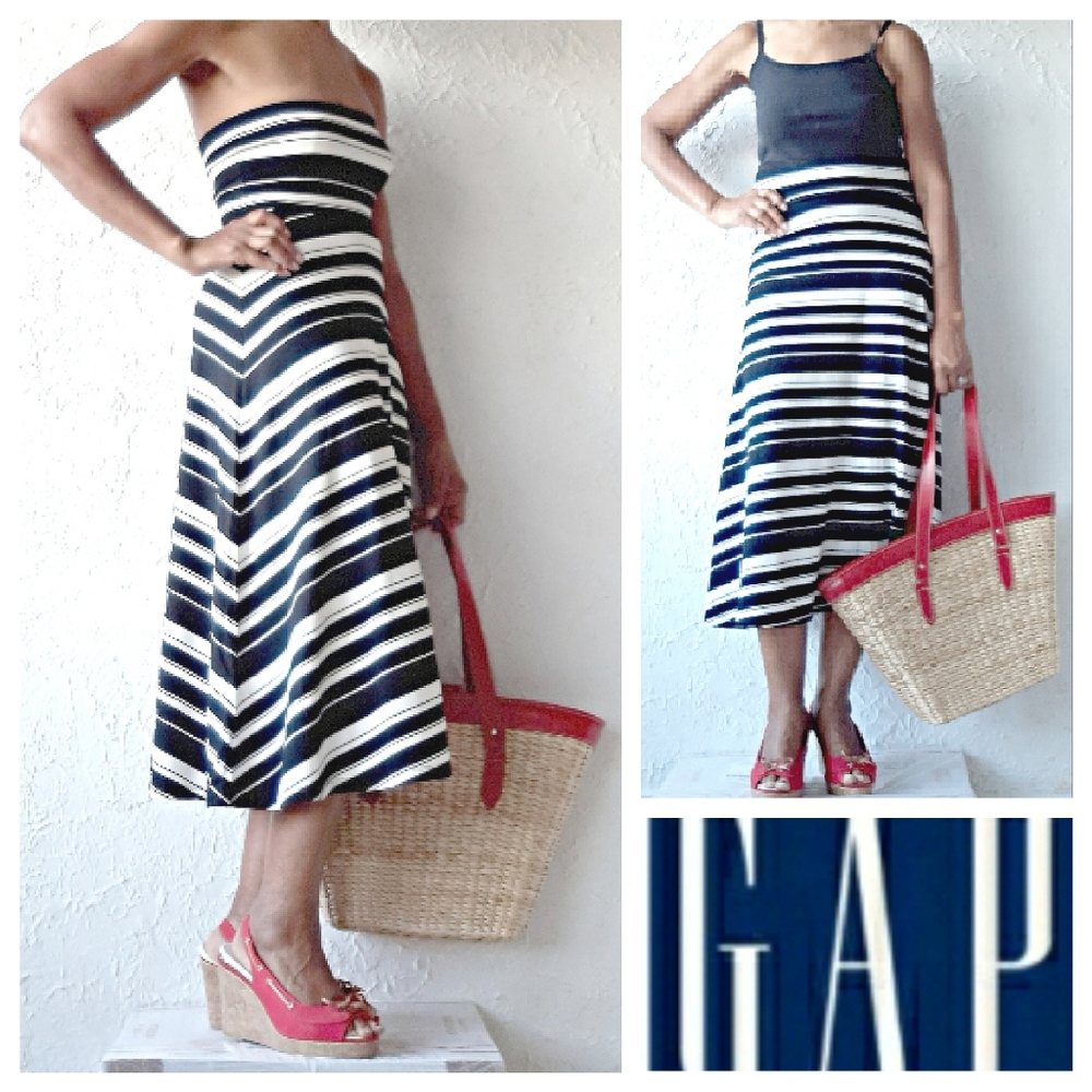 NWOT - GAP Black & Cream Striped Dress/Skirt